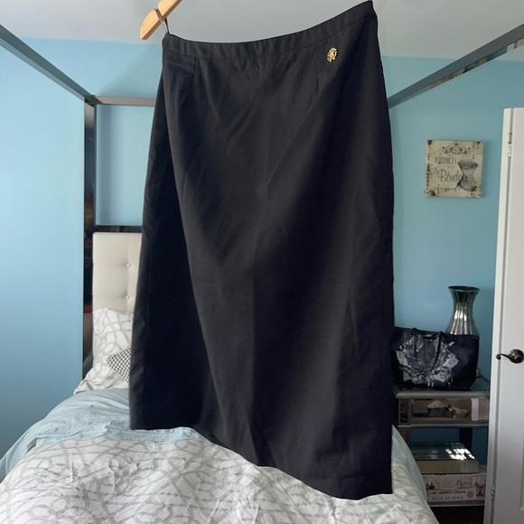 Roberto Cavalli Black Wool Stretch Blend CREPE PENCIL SKIRT Size 44 = 8 (Med) - Picture 4 of 9